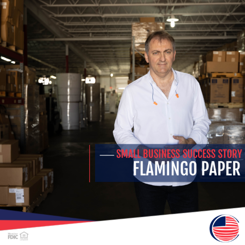 Man standing in his business warehouse - Paolo Longo, owner of Flamingo Paper