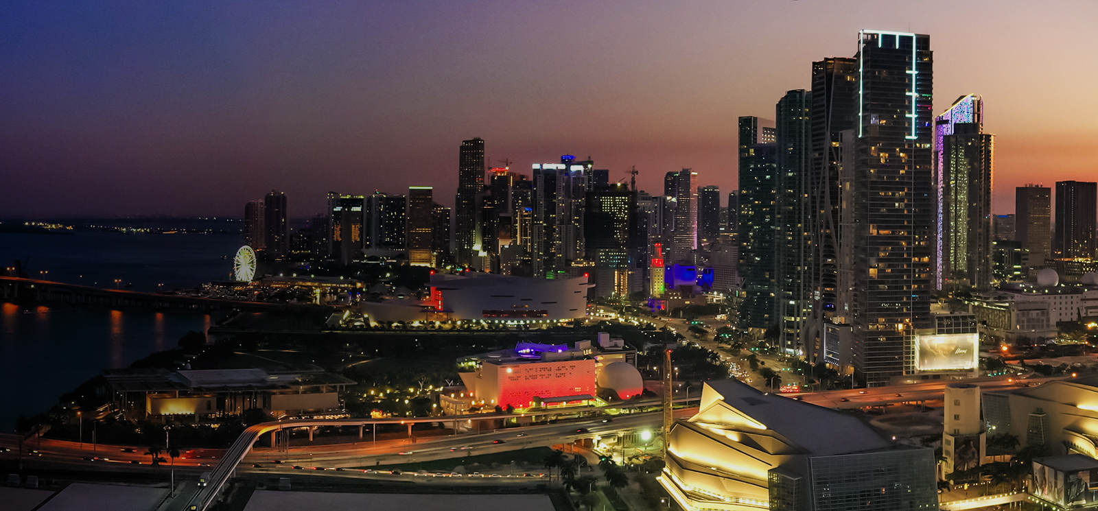 Night time Miami Skyline