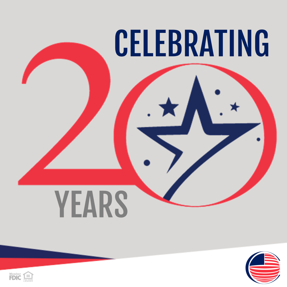 logo of 20 year celebration