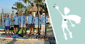 Photo of bank employees with kayak paddles who participated in the Kayak to the Keys for Hope fundraising event