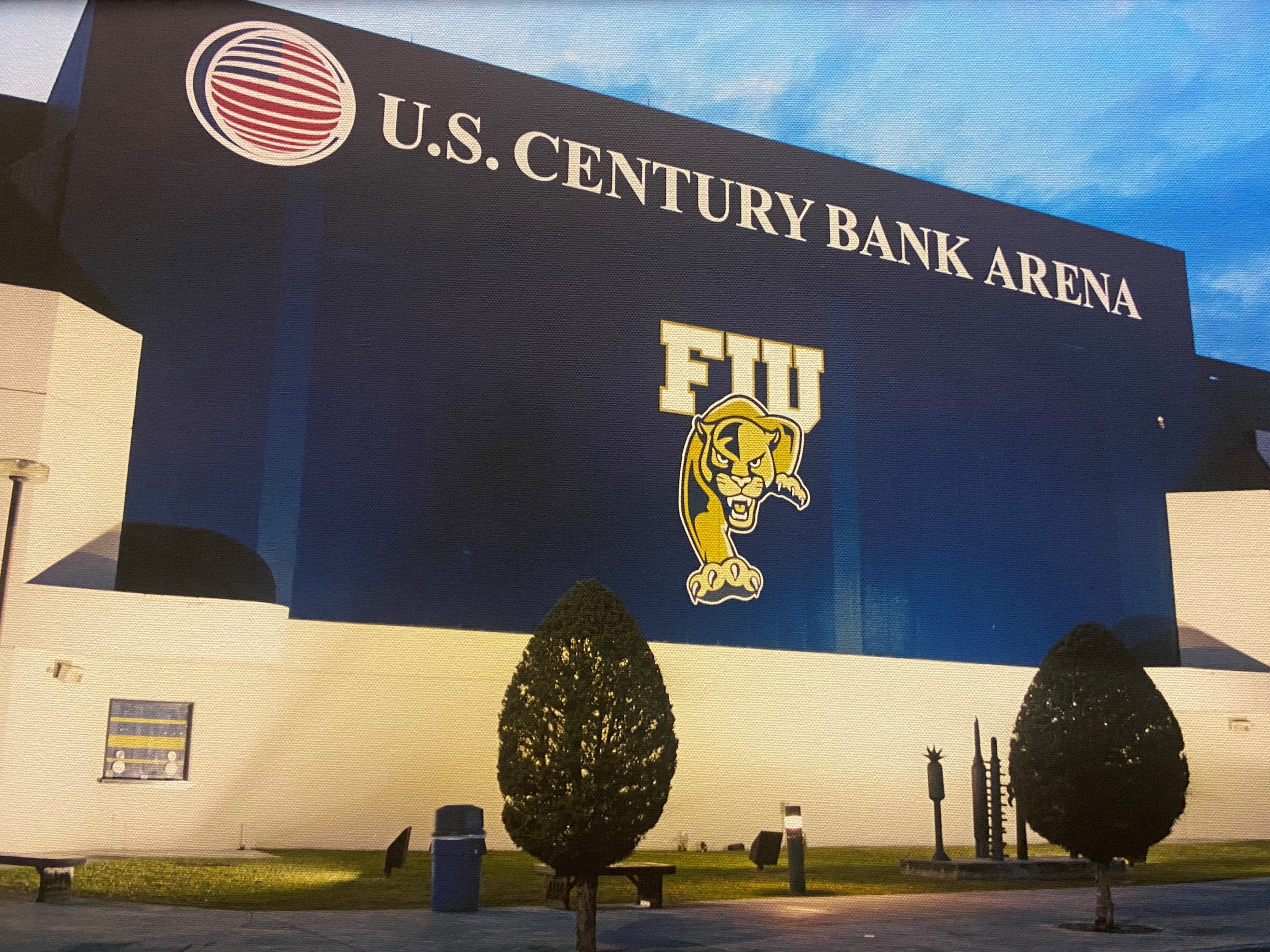 picture of FIU arena with U.S. Century Bank Logo