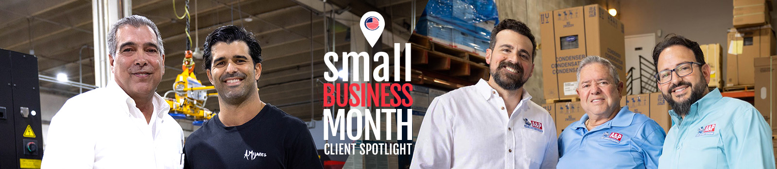 five male customers posing for our small business month social media posts