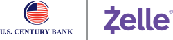 u.s. century bank and zelle logos